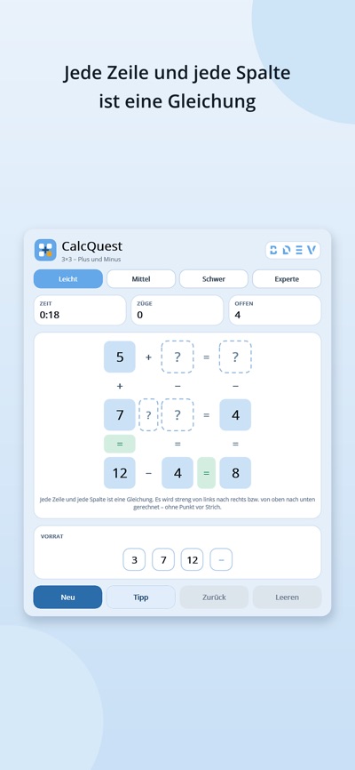 CalcQuest, Rätsel der Stufe Leicht